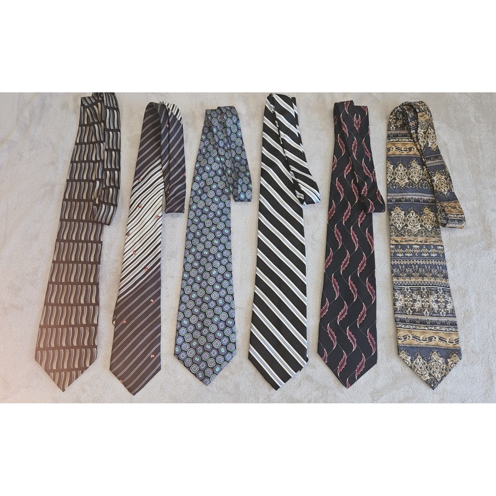 Lot of 12 Men's 100% Silk Ties‎ Vintage Mixed Brands Geometric Floral Striped